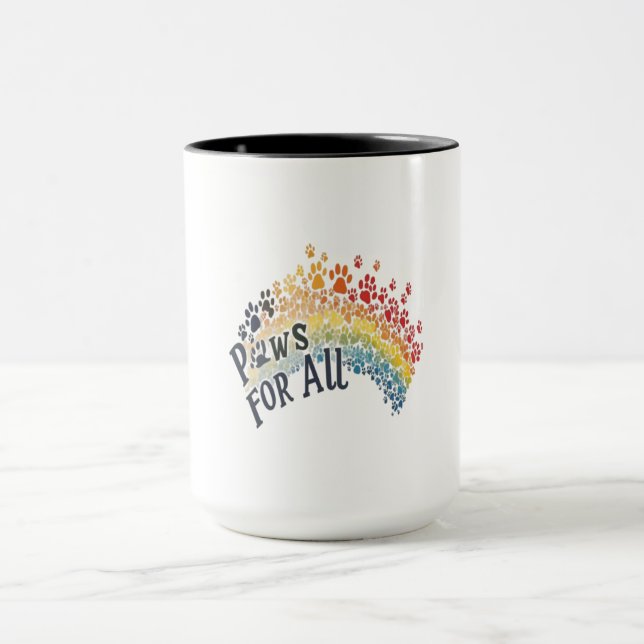 Paws for All – Rainbow Paw Print Unity  Mug (Center)