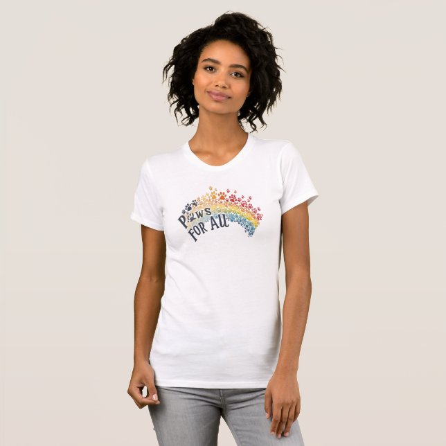 Paws for All – Rainbow Paw Print Unity  T-Shirt (Front Full)