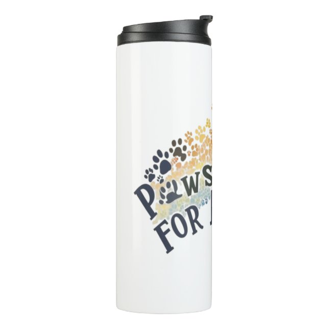Paws for All – Rainbow Paw Print Unity  Thermal Tumbler (Rotated Left)