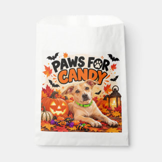 Paws for Candy Cute Halloween Dog and Pumpkins Favour Bags