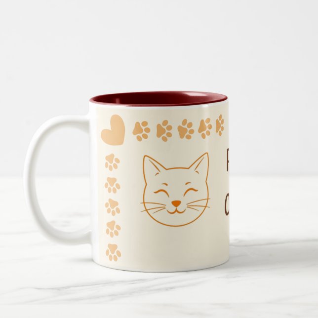 Paws for Coffee Two-Tone Coffee Mug (Left)