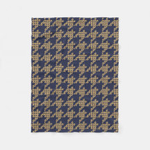 Paws-for-Houndstooth Fleece Blanket (Navy/Butter)