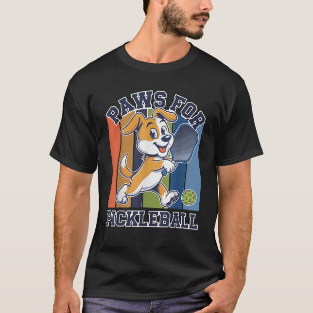 Paws for Pickleball Funny Dog Pickleball Player Pe T-Shirt (Front)