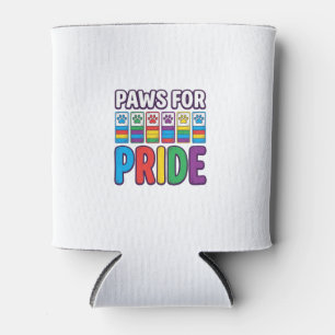 Paws for Pride Rainbow Paw Print Pet Lover Shirt_1 Can Cooler