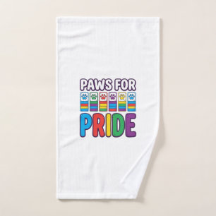 Paws for Pride Rainbow Paw Print Pet Lover Shirt_1 Hand Towel