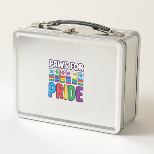 Paws for Pride Rainbow Paw Print Pet Lover Shirt_1 Metal Lunch Box