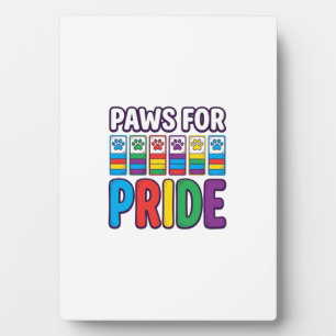 Paws for Pride Rainbow Paw Print Pet Lover Shirt_1 Plaque