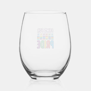 Paws for Pride Rainbow Paw Print Pet Lover Shirt_1 Stemless Wine Glass