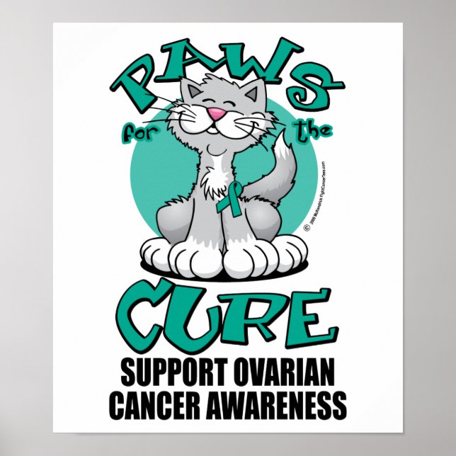 Paws for the Cure Cat Ovarian Cancer Poster (Front)