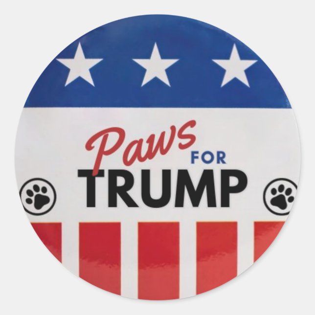 "Paws For Trump" Logo Sticker Red, White and Blue (Front)