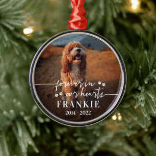 Paws Forever In Our Hearts Pet Photo Memorial Metal Tree Decoration