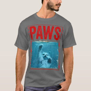 PAWS Funny Cat KittenFor Shark And Cat Lovers T-Shirt