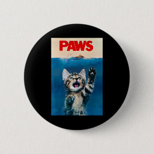 Paws Funny Cat Parody Cat Lover Gift Kitten Shark 6 Cm Round Badge