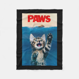 Paws Funny Cat Parody Cat Lover Gift Kitten Shark Fleece Blanket