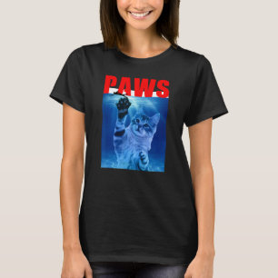 PAWS Funny Cat . Parody For Shark And Cat Lovers T-Shirt
