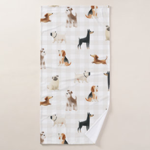 Paws Gingham lovely dogs  Bath Towel
