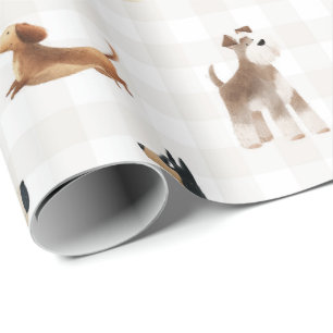 Paws Gingham lovely dogs  Wrapping Paper