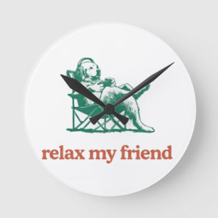 Paws & Headsets Round Clock