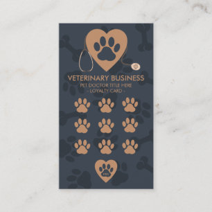 Paws Heart Stethescope Pet Doctor Veterinarian Loyalty Card