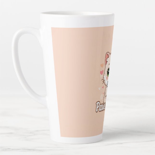 Paws, Hearts, & Hot Coffee: The Kawaii Kitty's Latte Mug (Left)