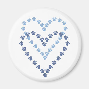 Paws Here  Heart Shaped Paw Prints Magnet