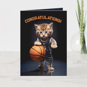 Paws & Hoops - Kitten Basketball Thank You Card