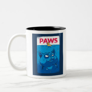 Paws Horror Movie Poster Spoof Two-Tone Coffee Mug