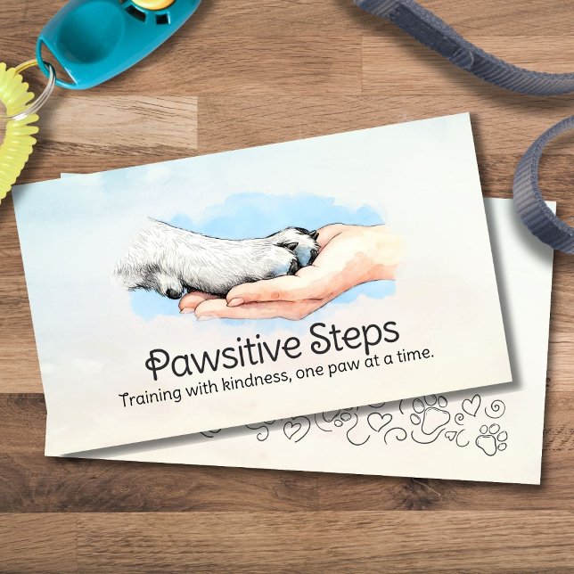 Paws in Hand - Dog trainer -Watercolour  Business Card (Creator Uploaded)