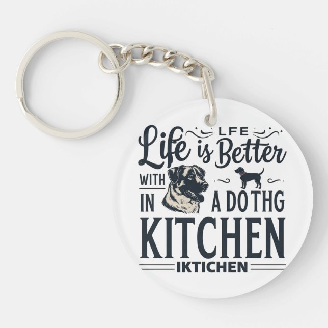 Paws In Kitchen Key Ring (Front)