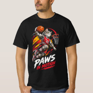 Paws In Motion Funny Basketball Player Cat Slam Du T-Shirt