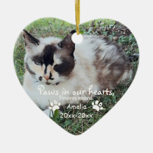 Paws in our Hearts Photo Pet Memorial,Custom Ceramic Tree Decoration