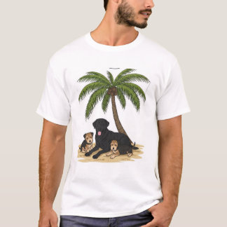 Paws in Paradise: Family of Dogs Treehouse Beach T-Shirt