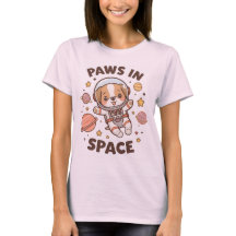 Paws in Space Funny Astronaut Cat T-Shirt – Cool 