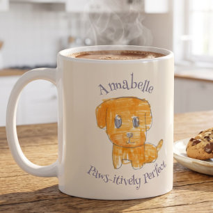 Paws-itively Perfect Cute Golden Puppy Dog Kid Art Coffee Mug
