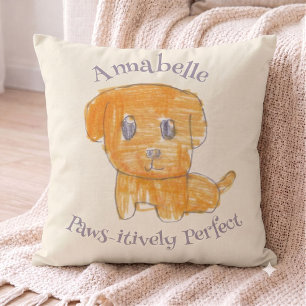 Paws-itively Perfect Cute Golden Puppy Dog Kid Art Cushion