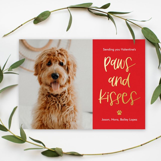 Paws Kisses Foil Valentine's Day Pet Photo Card (Creator Uploaded)