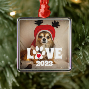 Paws & Love Custom Pet Photo Christmas Metal Tree Decoration