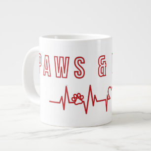 Paws & Love Cute Pet Lover Typography Animal lover Large Coffee Mug