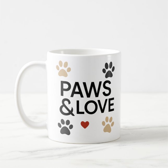 "PAWS & LOVE" Pet Lover Mug | Minimalist Dog  (Left)