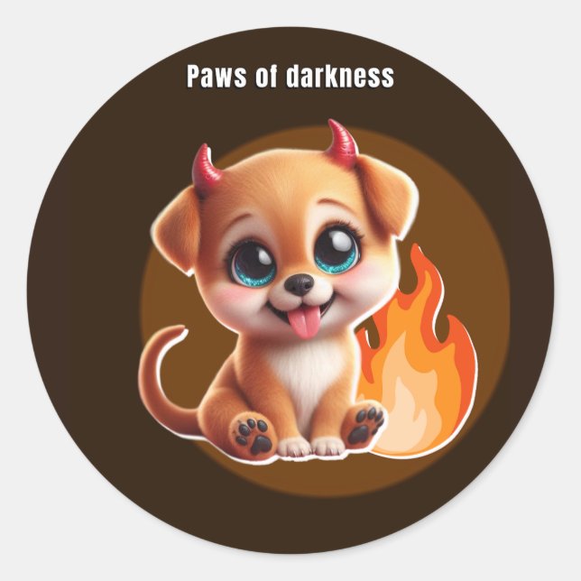 Paws of Darkness Fire Glow Dog Sticker (Front)