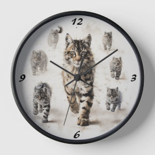 Paws of Time: Black & White Cats Wall Clock