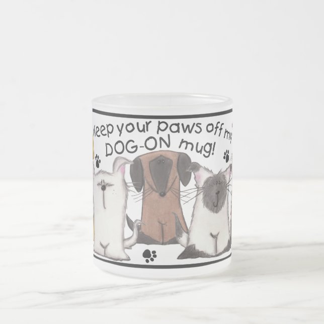 Paws Off! Frosted Glass Coffee Mug (Center)