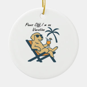 Paws Off I m on Vacation Dog Ceramic Tree Decoration