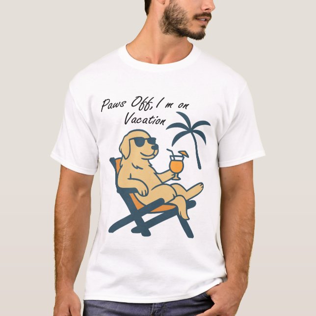 Paws Off I'm on Vacation Dog T-Shirt (Front)