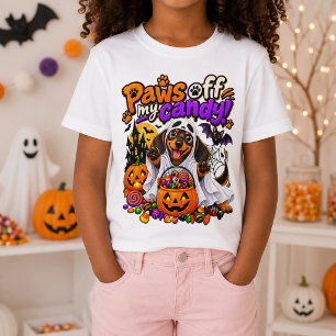 Paws Off My Candy Funny Dachshund Ghost Halloween T-Shirt