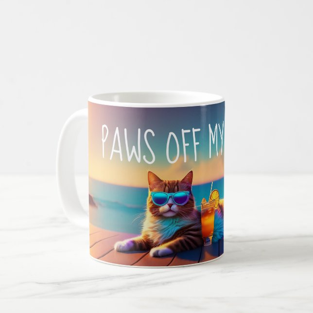 Paws Off My Drink - Cat With Shades Mugs (Front Left)