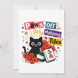 Paws off My Mahjong Tiles Black Cat Thank You Card