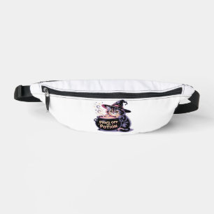 Paws Off My Potion, Kawaii Halloween Witch Cat Cla Bum Bags