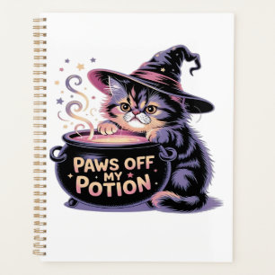 Paws Off My Potion, Kawaii Halloween Witch Cat Cla Planner
