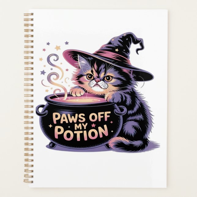 Paws Off My Potion, Kawaii Halloween Witch Cat Cla Planner (Front)